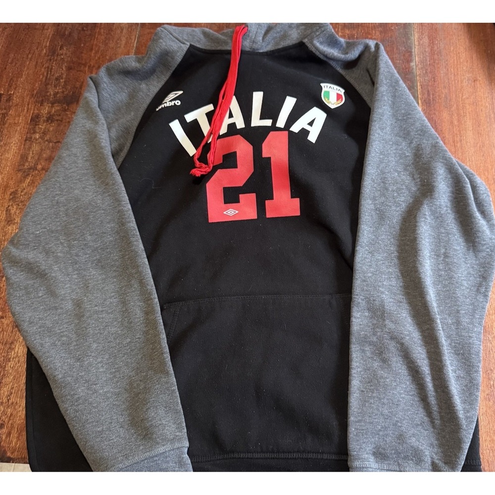 Umbro Hoodie Mens Large Italy Soccer‎ Gray Sweatshirt Futbol Italia 21